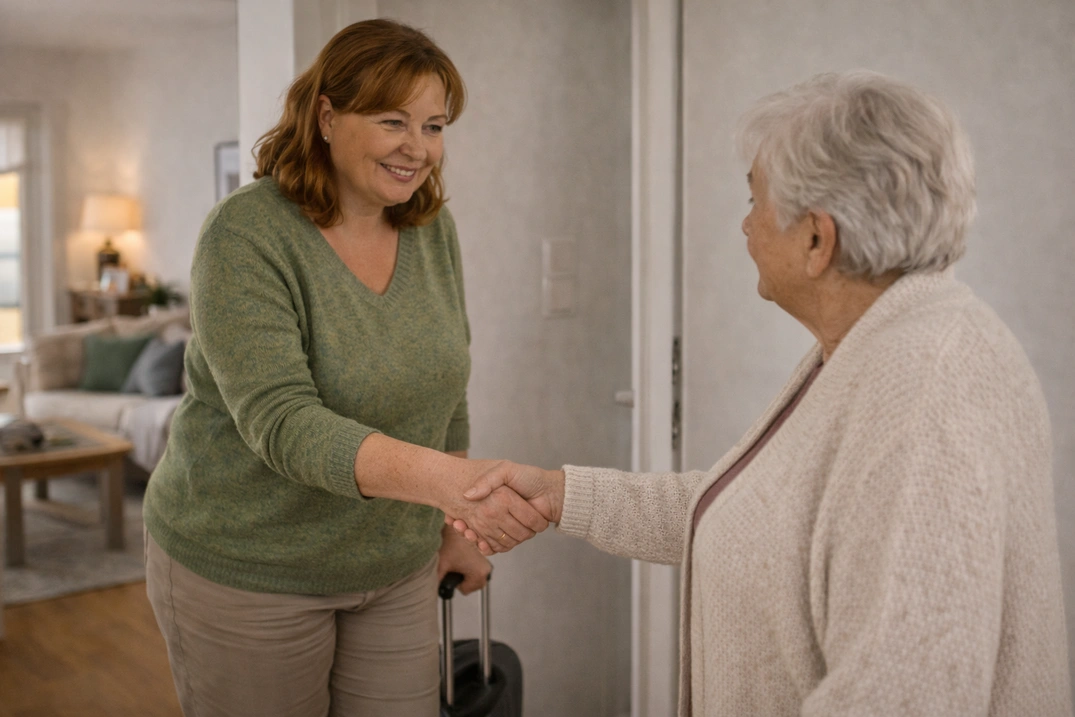 Доглядальниця знайомиться з підопічною у Німеччині